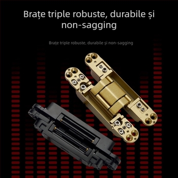 Balama ascunsă reglabilă tridimensional, închidere automată, silențioasă, aliaj de zinc, grosime 2 mm, finisaj: electroplacare și pulverizare