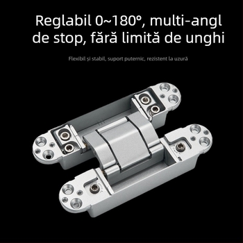 Balama ascunsă reglabilă tridimensional, închidere automată, silențioasă, aliaj de zinc, grosime 2 mm, finisaj: electroplacare și pulverizare