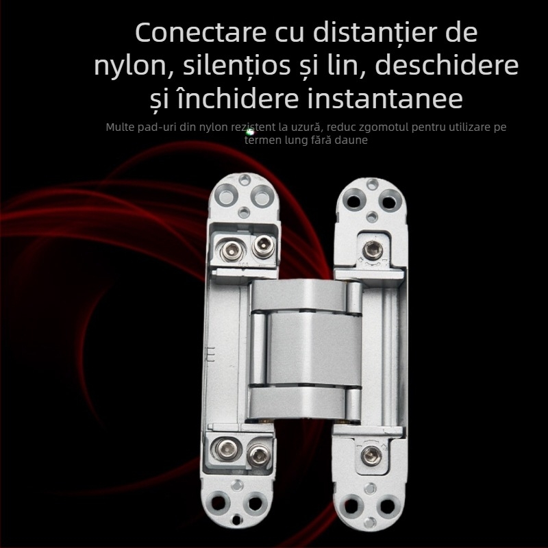 Balama ascunsă reglabilă tridimensional, închidere automată, silențioasă, aliaj de zinc, grosime 2 mm, finisaj: electroplacare și pulverizare
