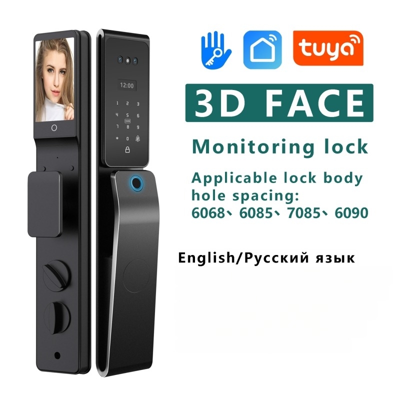 TTLock încuietoare inteligentă rezistentă la apă, cu recunoaștere facială 3D, parolă și amprentă