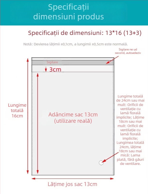 Geantă autoadezivă OPP, transparentă, îngroșată, cu logo tipărit, pungă de ambalare din plastic pentru bijuterii, haine și măști