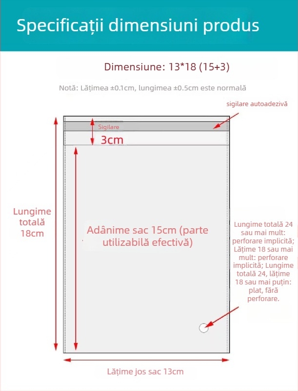 Geantă autoadezivă OPP, transparentă, îngroșată, cu logo tipărit, pungă de ambalare din plastic pentru bijuterii, haine și măști