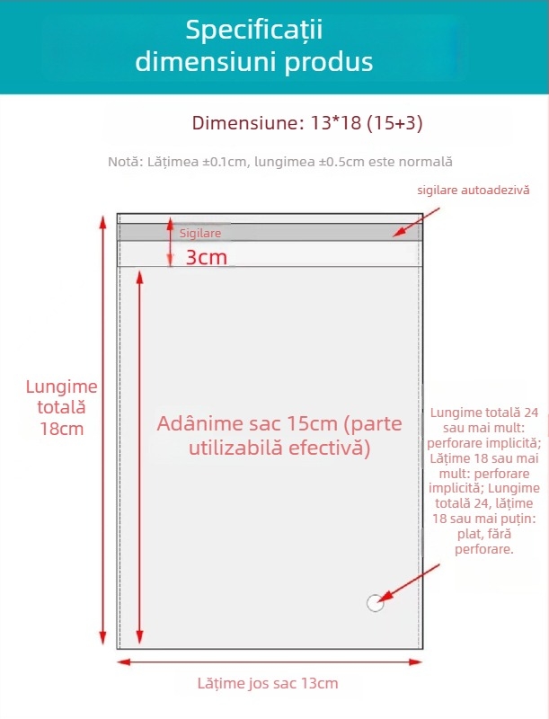 Geantă autoadezivă OPP, transparentă, îngroșată, cu logo tipărit, pungă de ambalare din plastic pentru bijuterii, haine și măști