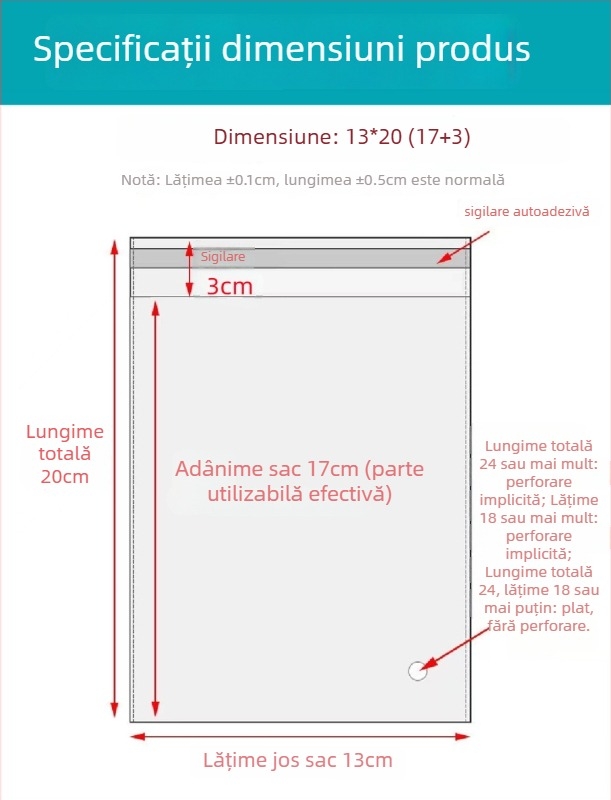 Geantă autoadezivă OPP, transparentă, îngroșată, cu logo tipărit, pungă de ambalare din plastic pentru bijuterii, haine și măști