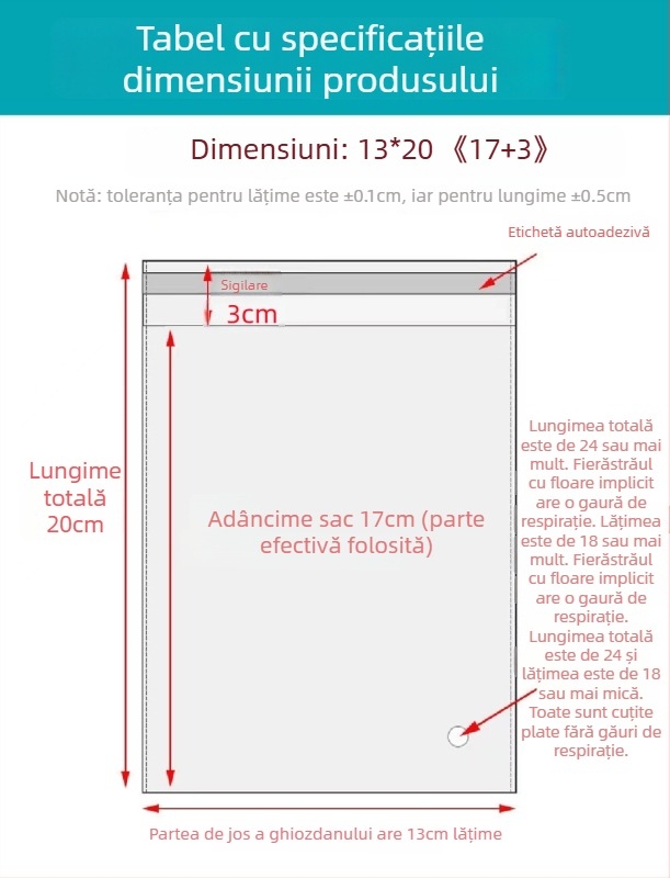 Geantă autoadezivă OPP, transparentă, îngroșată, cu logo tipărit, pungă de ambalare din plastic pentru bijuterii, haine și măști