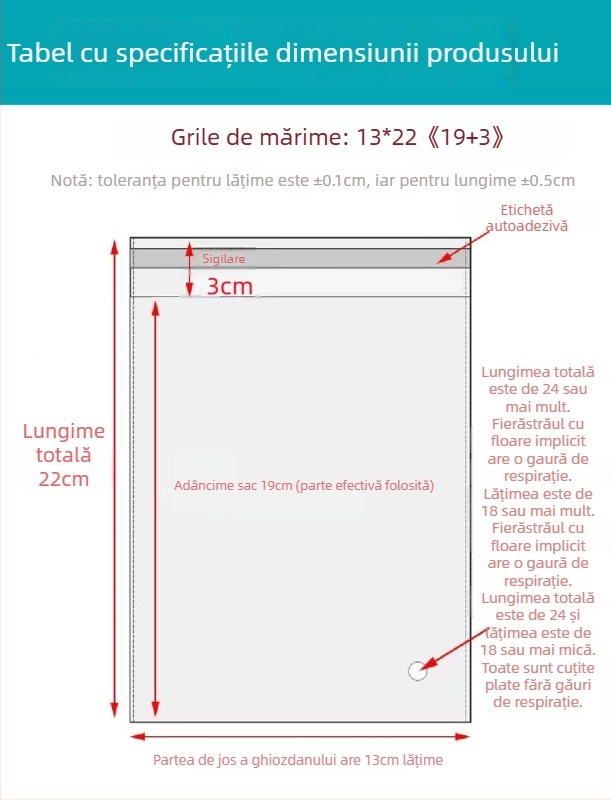 Geantă autoadezivă OPP, transparentă, îngroșată, cu logo tipărit, pungă de ambalare din plastic pentru bijuterii, haine și măști