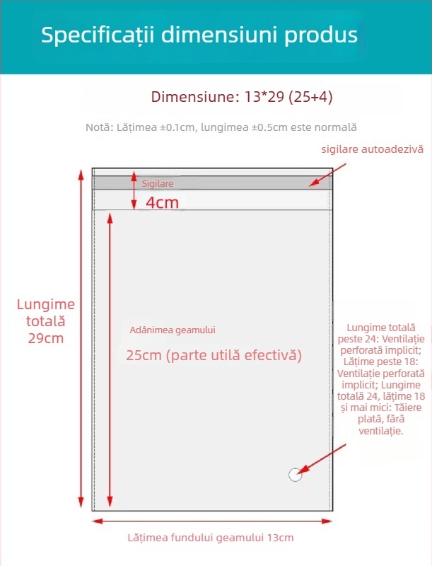 Geantă autoadezivă OPP, transparentă, îngroșată, cu logo tipărit, pungă de ambalare din plastic pentru bijuterii, haine și măști