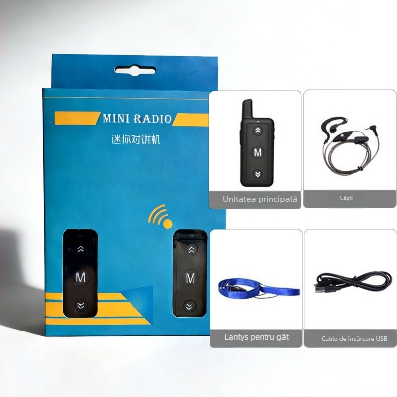 Intercom lavalier mini cu 16 canale, design micro în ureche, gamă de frecvență 3–5 km, putere RF 1, baterie litiu 700