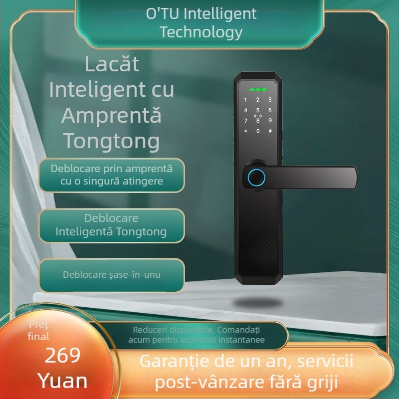OX8 Încuietoare inteligentă cu amprentă, Bluetooth și card magnetic – 4 baterii AA, compatibilă cu uși de sticlă, lemn, oțel, oțel inoxidabil, aluminiu și alamă