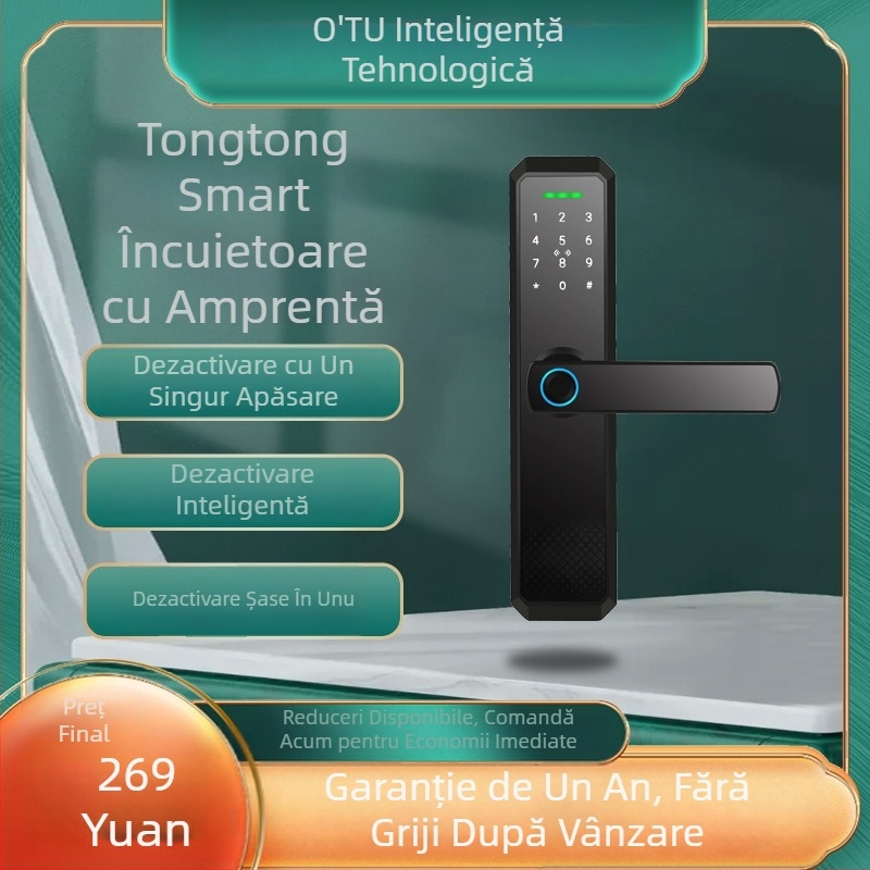 OX8 Încuietoare inteligentă cu amprentă, Bluetooth și card magnetic – 4 baterii AA, compatibilă cu uși de sticlă, lemn, oțel, oțel inoxidabil, aluminiu și alamă