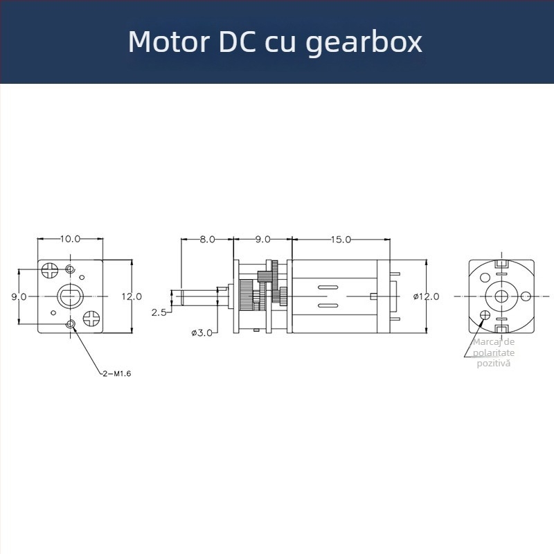 Motor DC cu perii cu angrenaj N20, dinți metalici, ROHS certificat, tensiune DC sub 36V