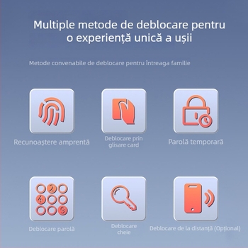 Lacăt inteligent Hua Yili X2M, din aliaj de aluminiu, rezistent la apă, cu acces prin card, amprentă și parolă, compatibil cu aplicație pentru casă/apartament