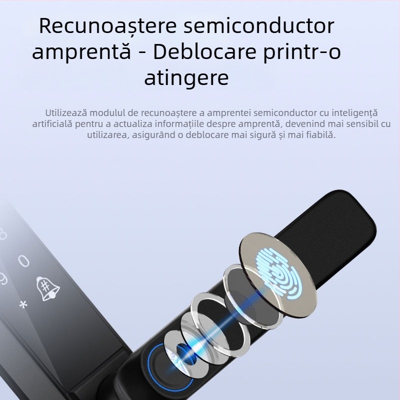 Lacăt inteligent Hua Yili X2M, din aliaj de aluminiu, rezistent la apă, cu acces prin card, amprentă și parolă, compatibil cu aplicație pentru casă/apartament