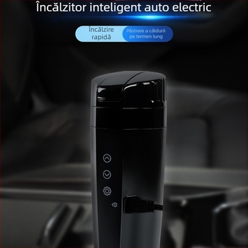 Cană electrică de încălzire pentru mașină, universală 12V–24V, 80W, CS-008, din oțel inoxidabil și plastic