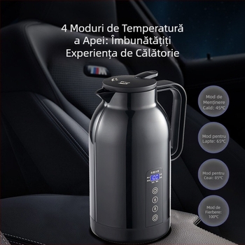 Ceainic electric pentru mașină, 1.1 L capacitate, interior din oțel inoxidabil, 12V/24V, putere reglabilă, model Xf-h13a