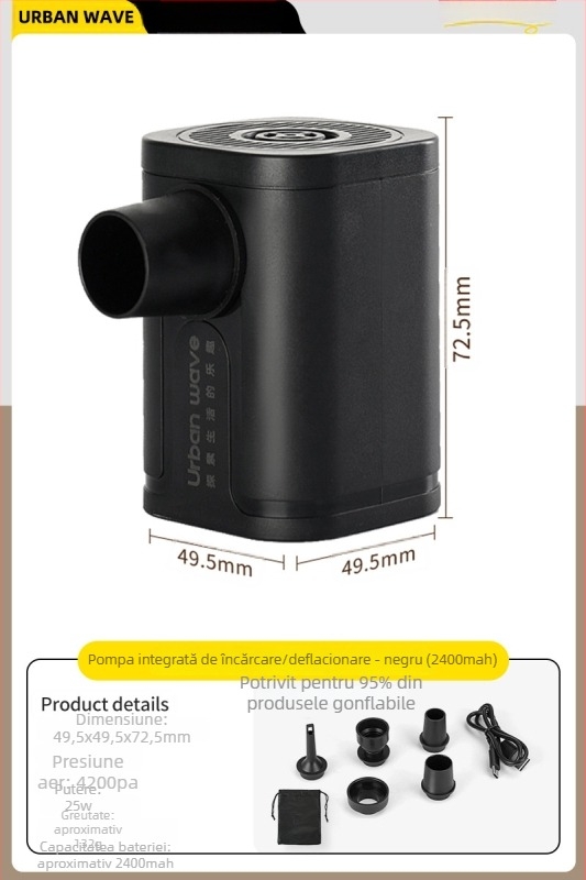 Pompa electrică de aer pentru camping în aer liber, cu funcție de umflare și dezumflare - portabilă pentru saltea de aer, cort, canapea și inel de înot, multifuncțională (Saltea de aer; Material țesut compozit; Greutate: Alte; Greutate maximă: Alte)