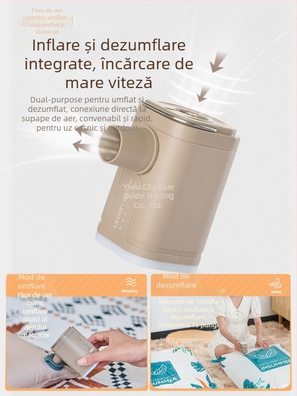 Pompa electrică de aer pentru camping în aer liber, cu funcție de umflare și dezumflare - portabilă pentru saltea de aer, cort, canapea și inel de înot, multifuncțională (Saltea de aer; Material țesut compozit; Greutate: Alte; Greutate maximă: Alte)