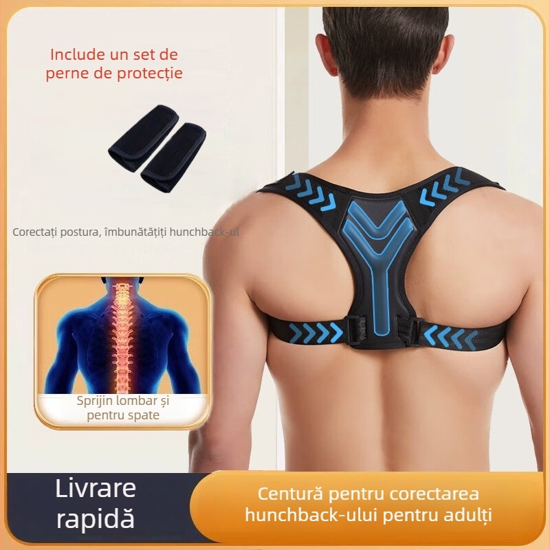 Bandă de corecție pentru adulți – bărbați, model în formă de Y pentru corecția spatelui, poliester, încălzire tridimensională, susținere a spatelui, garanție de 12 luni