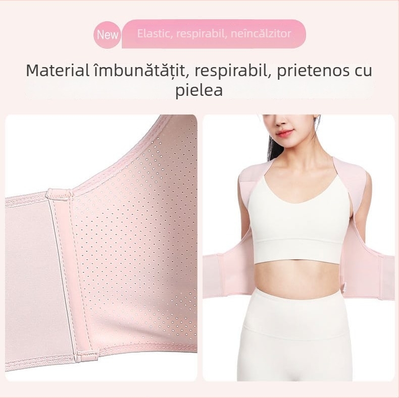 Colier de corecție a posturii POTFAN Yf-jz055, material SBR + plasă de nylon, suport pentru spate, pentru ședere, curea invizibilă pentru alinierea umerilor cu bretele deschise