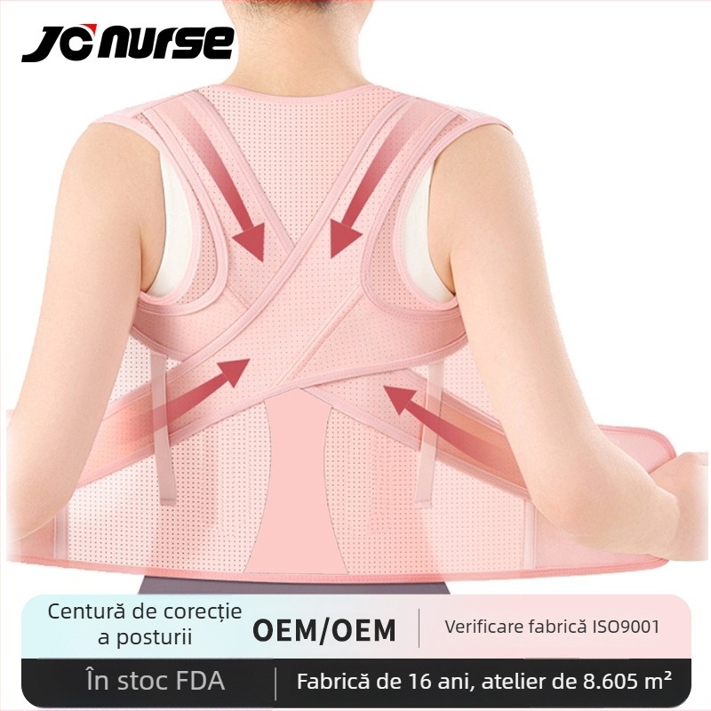 Colier de corecție a posturii POTFAN Yf-jz055, material SBR + plasă de nylon, suport pentru spate, pentru ședere, curea invizibilă pentru alinierea umerilor cu bretele deschise