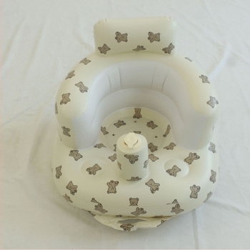 Fotoliu gonflabil de învățare pentru bebeluși, PVC ecologic, cap de ursuleț, grosime PVC 0.28 mm