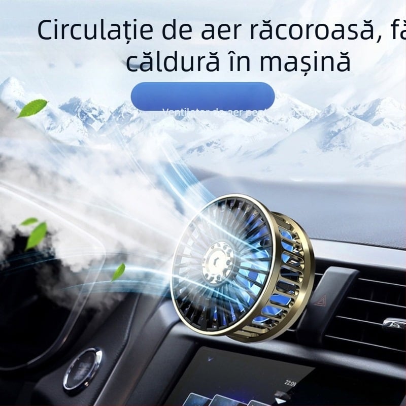 Ventilator auto F210 USB, cu două motoare, 5V, ABS + placă de circuite, pentru mașină și uz casnic