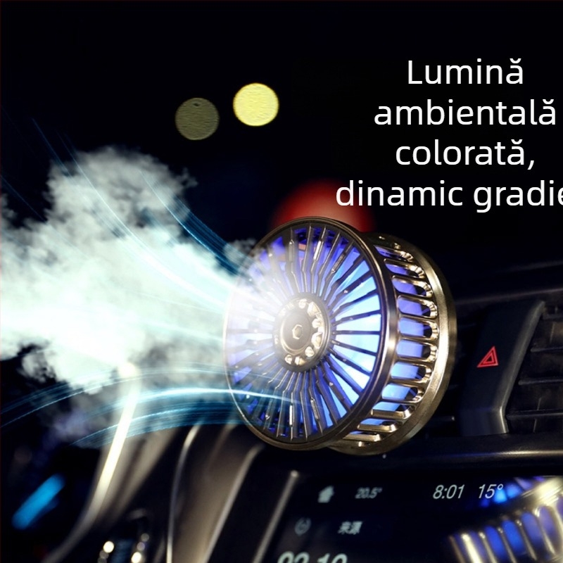 Ventilator auto F210 USB, cu două motoare, 5V, ABS + placă de circuite, pentru mașină și uz casnic