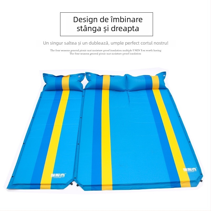 Explorer Saltea gonflabilă din PVC pentru camping, conectabilă pentru dublu sau single – 210T pongee PVC, 2.5 kg, sarcină maximă 500 kg
