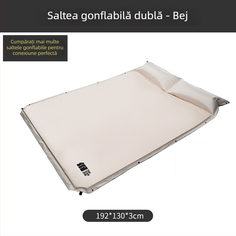 Explorer Saltea gonflabilă din PVC pentru camping, conectabilă pentru dublu sau single – 210T pongee PVC, 2.5 kg, sarcină maximă 500 kg