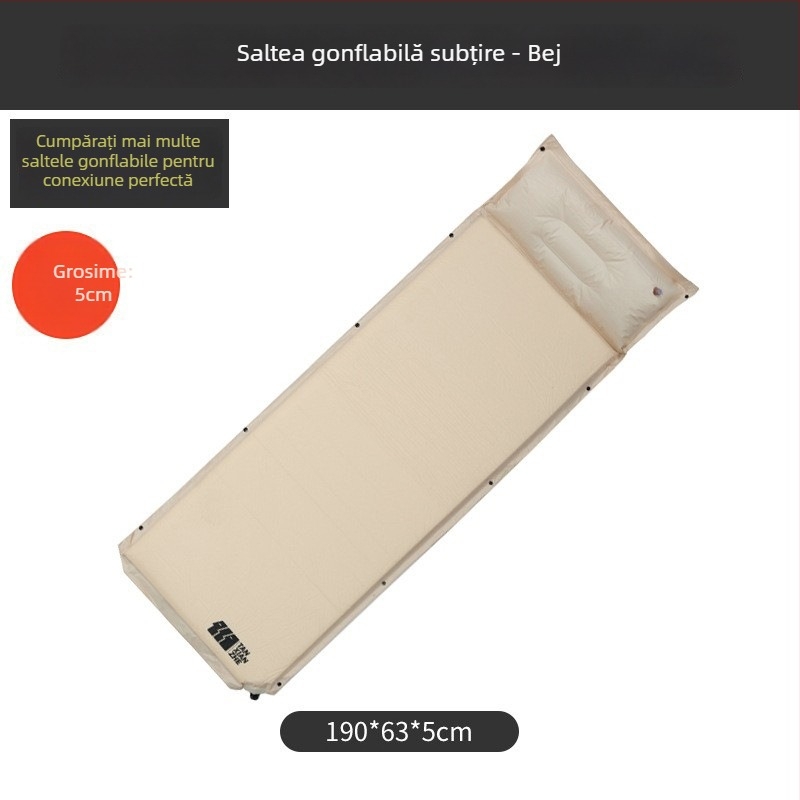 Explorer Saltea gonflabilă din PVC pentru camping, conectabilă pentru dublu sau single – 210T pongee PVC, 2.5 kg, sarcină maximă 500 kg