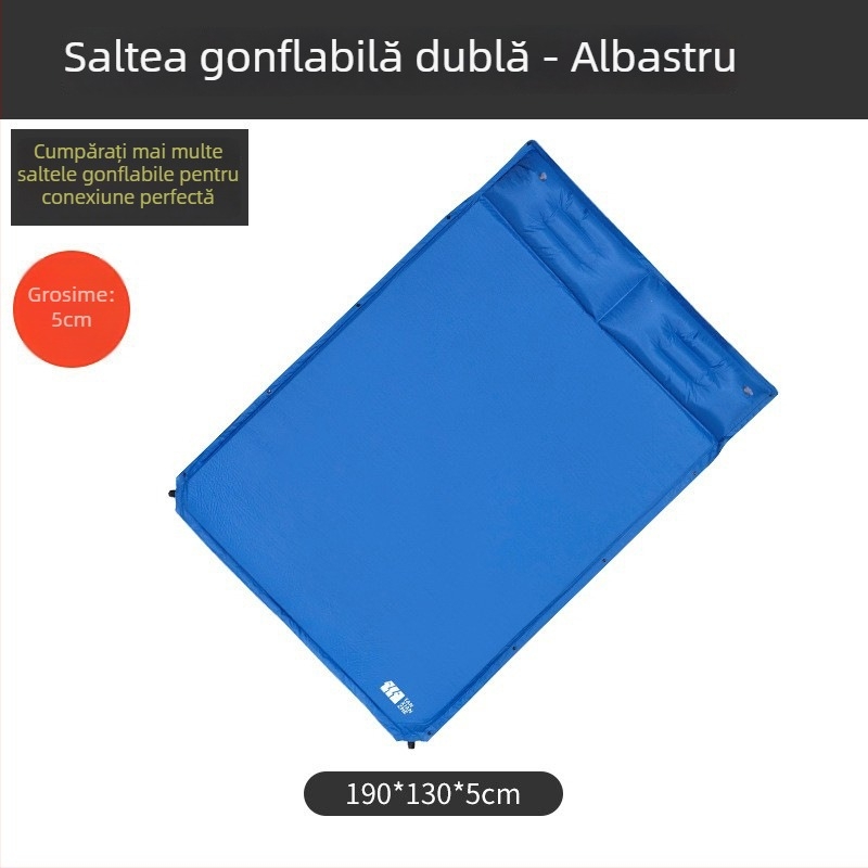 Explorer Saltea gonflabilă din PVC pentru camping, conectabilă pentru dublu sau single – 210T pongee PVC, 2.5 kg, sarcină maximă 500 kg