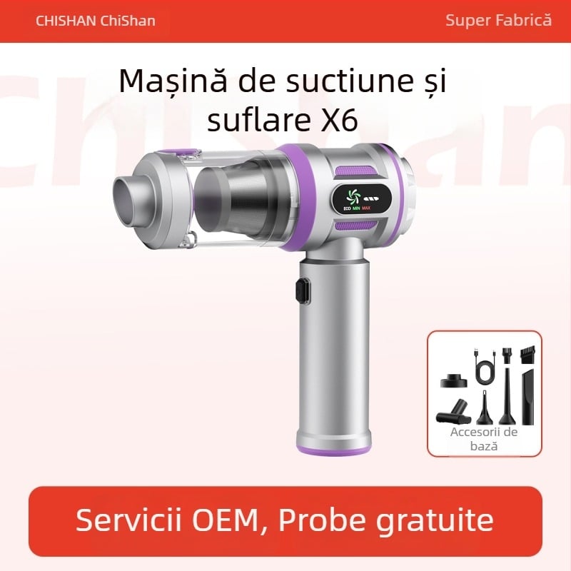 Aspirator auto și casă, dual-use, cu suflare și aspirație integrate (Motor brushless, 11.1V, 100W, 20000Pa)