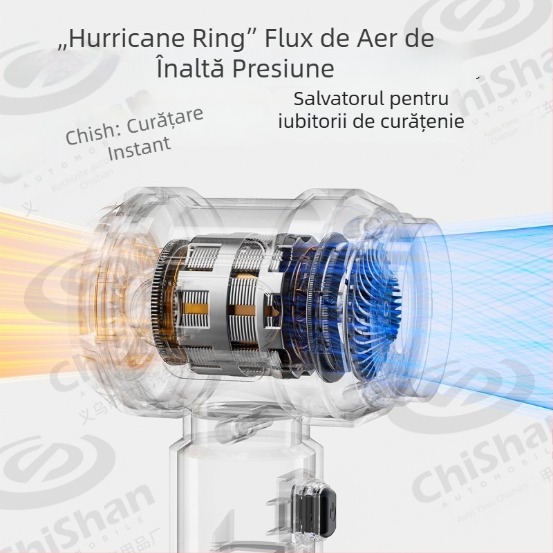 Aspirator auto și casă, dual-use, cu suflare și aspirație integrate (Motor brushless, 11.1V, 100W, 20000Pa)