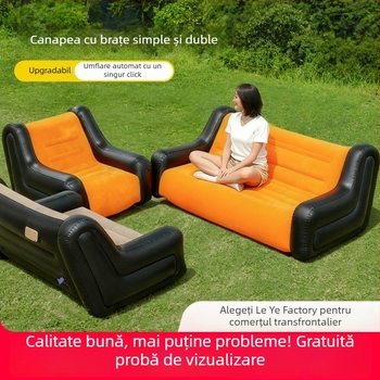 Canapea gonflabilă cu brațe – canapea de camping pentru 1 sau 2 persoane, PVC flocking, grosime 0,55 mm, greutate 5 kg