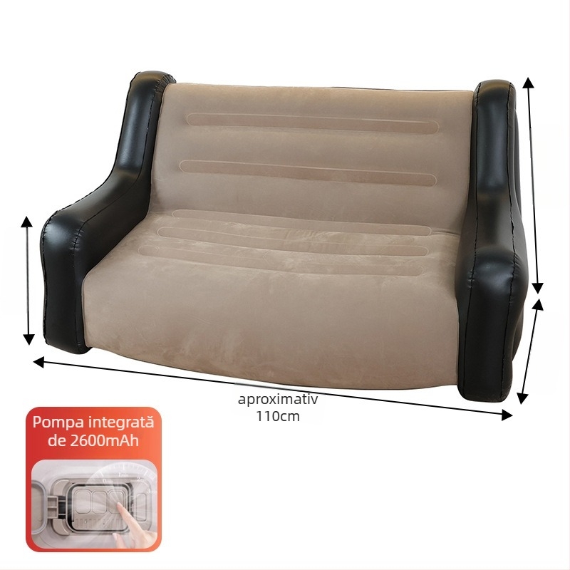 Canapea gonflabilă cu brațe – canapea de camping pentru 1 sau 2 persoane, PVC flocking, grosime 0,55 mm, greutate 5 kg