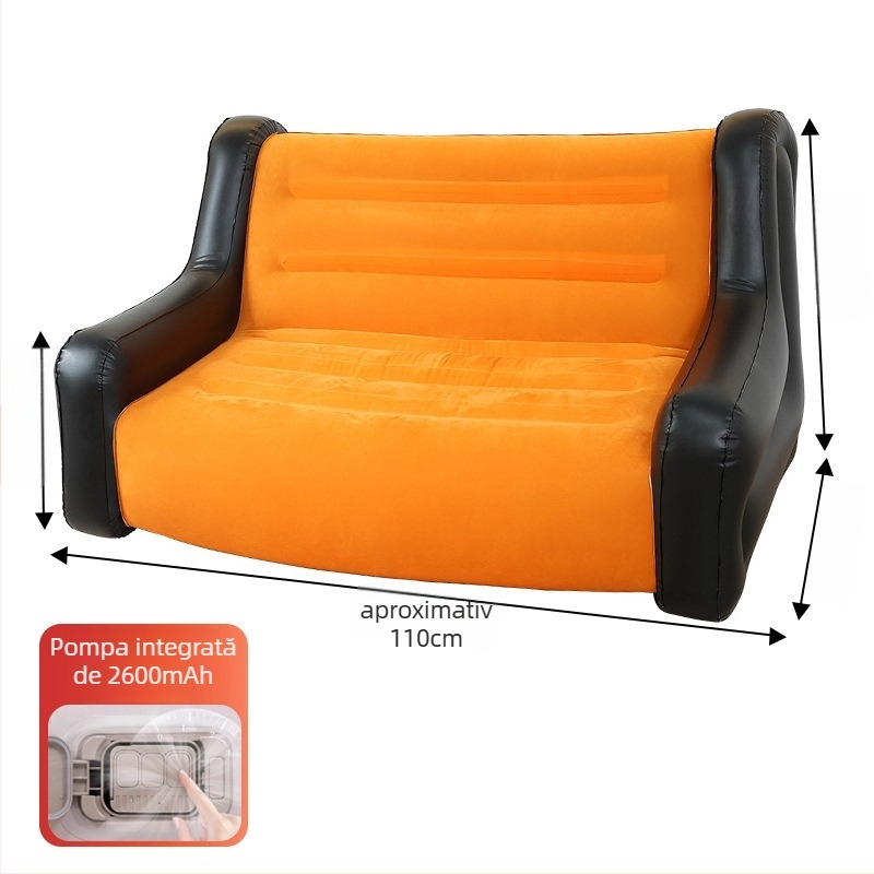 Canapea gonflabilă cu brațe – canapea de camping pentru 1 sau 2 persoane, PVC flocking, grosime 0,55 mm, greutate 5 kg