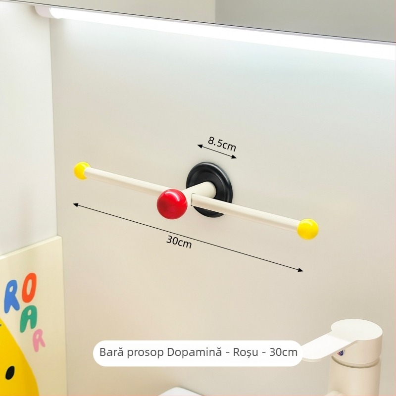 Suport de prosoape montat pe perete pentru baie, montaj fără găuri, ABS/PP material, poliță de depozitare