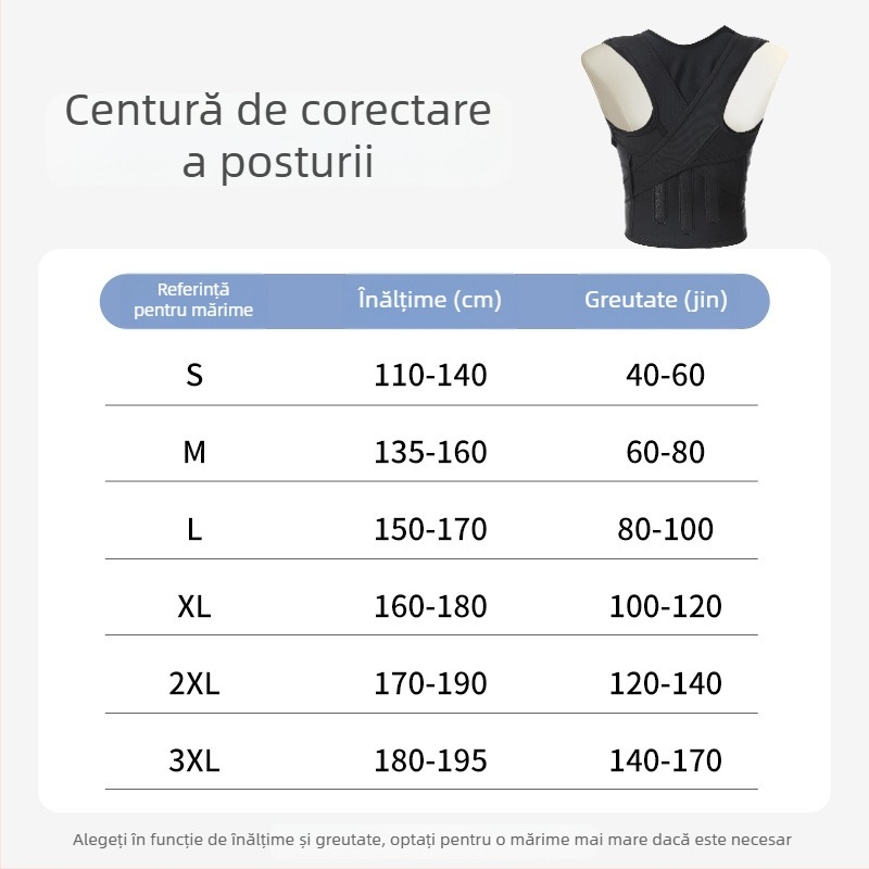 Curea de corecție a poziției pentru spate – suport spinal, reglabilă, respirabilă, model Three Keels, pentru adulți