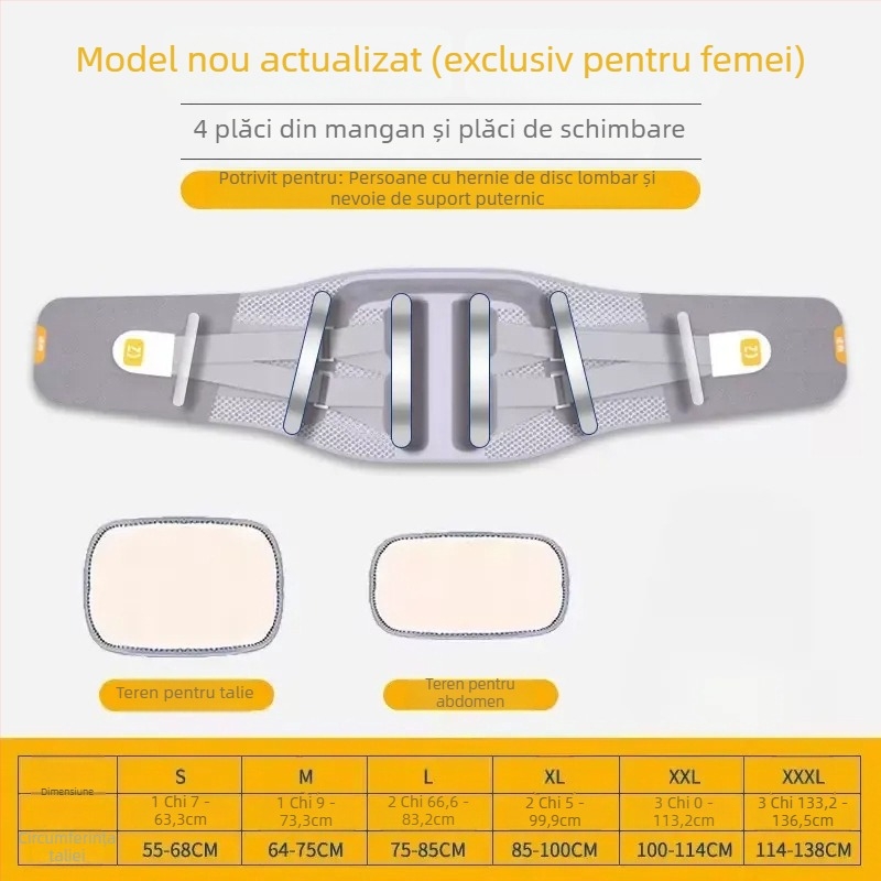 Centură de susținere lombară medicală pentru leziuni ale discului și hernie de disc, material PU impermeabil, suport lombar ergonomic