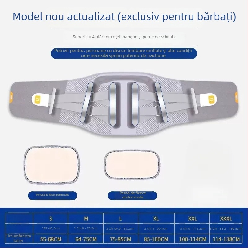 Centură de susținere lombară medicală pentru leziuni ale discului și hernie de disc, material PU impermeabil, suport lombar ergonomic