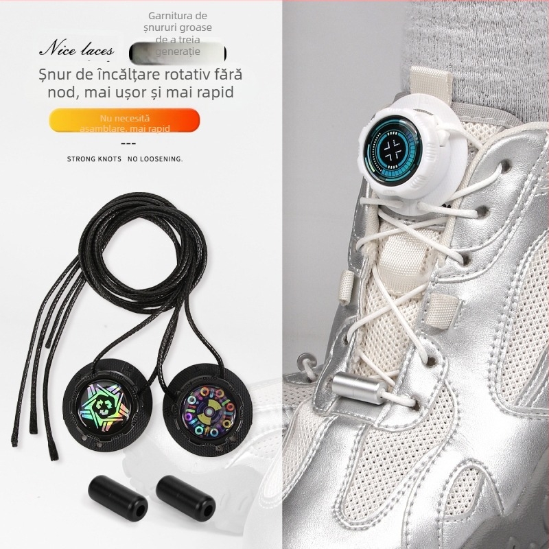 Pantofi sport de alergare cu buton rotativ, sistemă fără legare; șireturi rotunde, grosime 0,15 cm, lungime 100 cm, model Xd351