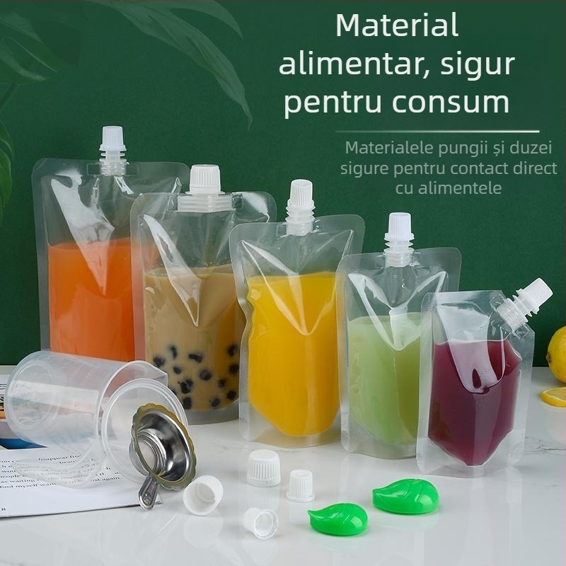 Pungă de băuturi de unică folosință cu duză cu gură înclinată pentru ceai cu lapte, lapte de soia și jeleu — producție zilnică 500.000; marcă Cantonese