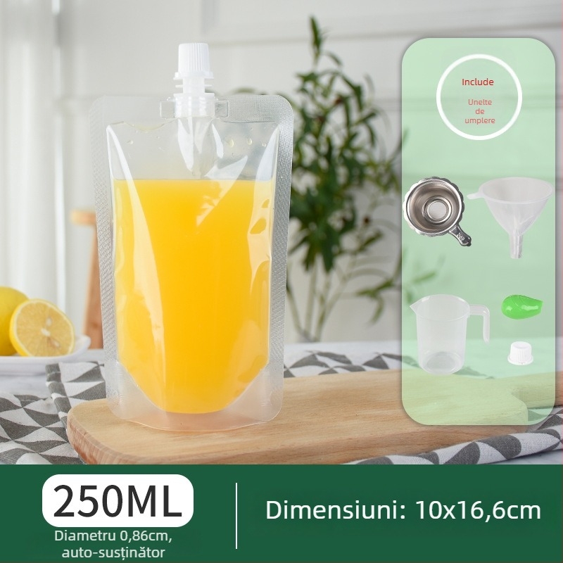 Pungă de băuturi de unică folosință cu duză cu gură înclinată pentru ceai cu lapte, lapte de soia și jeleu — producție zilnică 500.000; marcă Cantonese