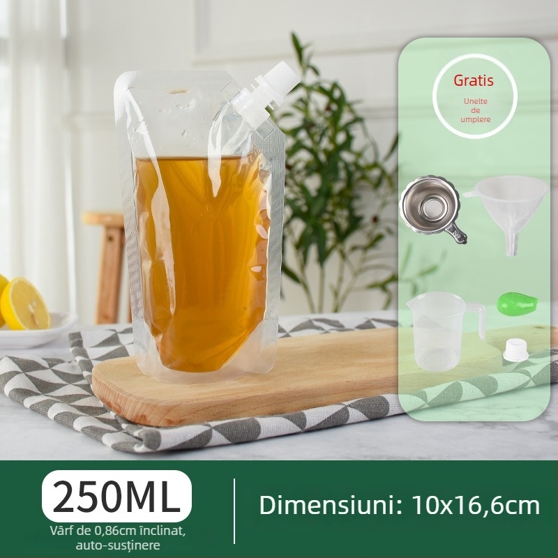 Pungă de băuturi de unică folosință cu duză cu gură înclinată pentru ceai cu lapte, lapte de soia și jeleu — producție zilnică 500.000; marcă Cantonese