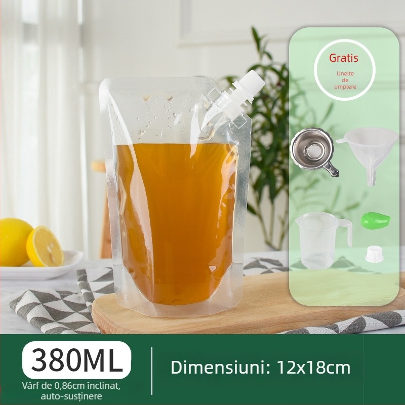 Pungă de băuturi de unică folosință cu duză cu gură înclinată pentru ceai cu lapte, lapte de soia și jeleu — producție zilnică 500.000; marcă Cantonese