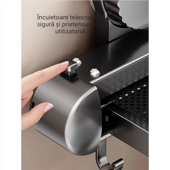 Raft de prosoape cu ventuză, retractabil, pentru baie, montaj fără găuri, din aliaj de aluminiu și ABS