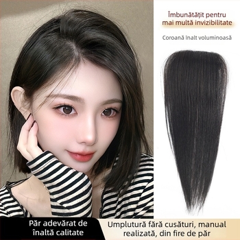 Piesă de păr țesută manual, din păr real, drept, potrivită pentru vopsire și pentru permanentă