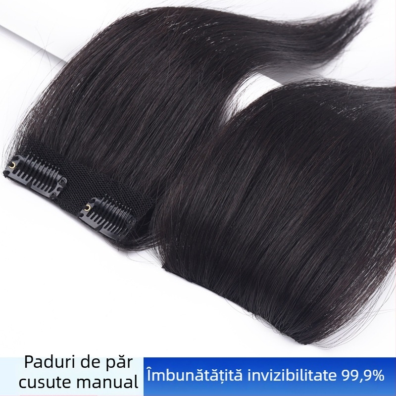 Piesă de păr țesută manual, din păr real, drept, potrivită pentru vopsire și pentru permanentă