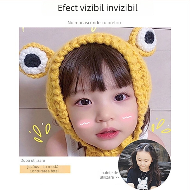 Perucă pentru copii cu breton drept, păr natural, gros, realist, drăguț și versatil (Nu se poate vopsi; Potrivit pentru orice formă a feței; Orice nuanță de ten)