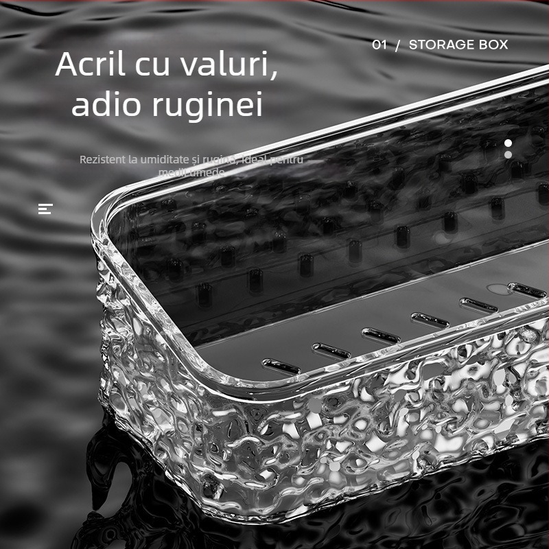 Zexi poliță de baie cu model glaciar, acrilic, montat pe perete, fără găuri, 10-15 kg